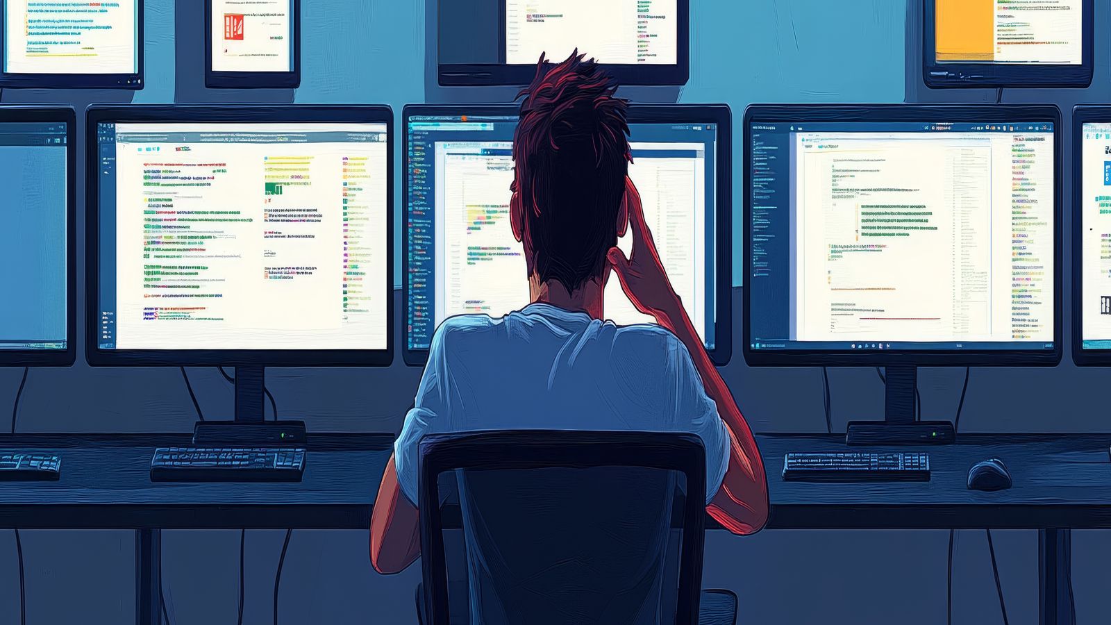 A developer anxiously checking their phone for production alerts