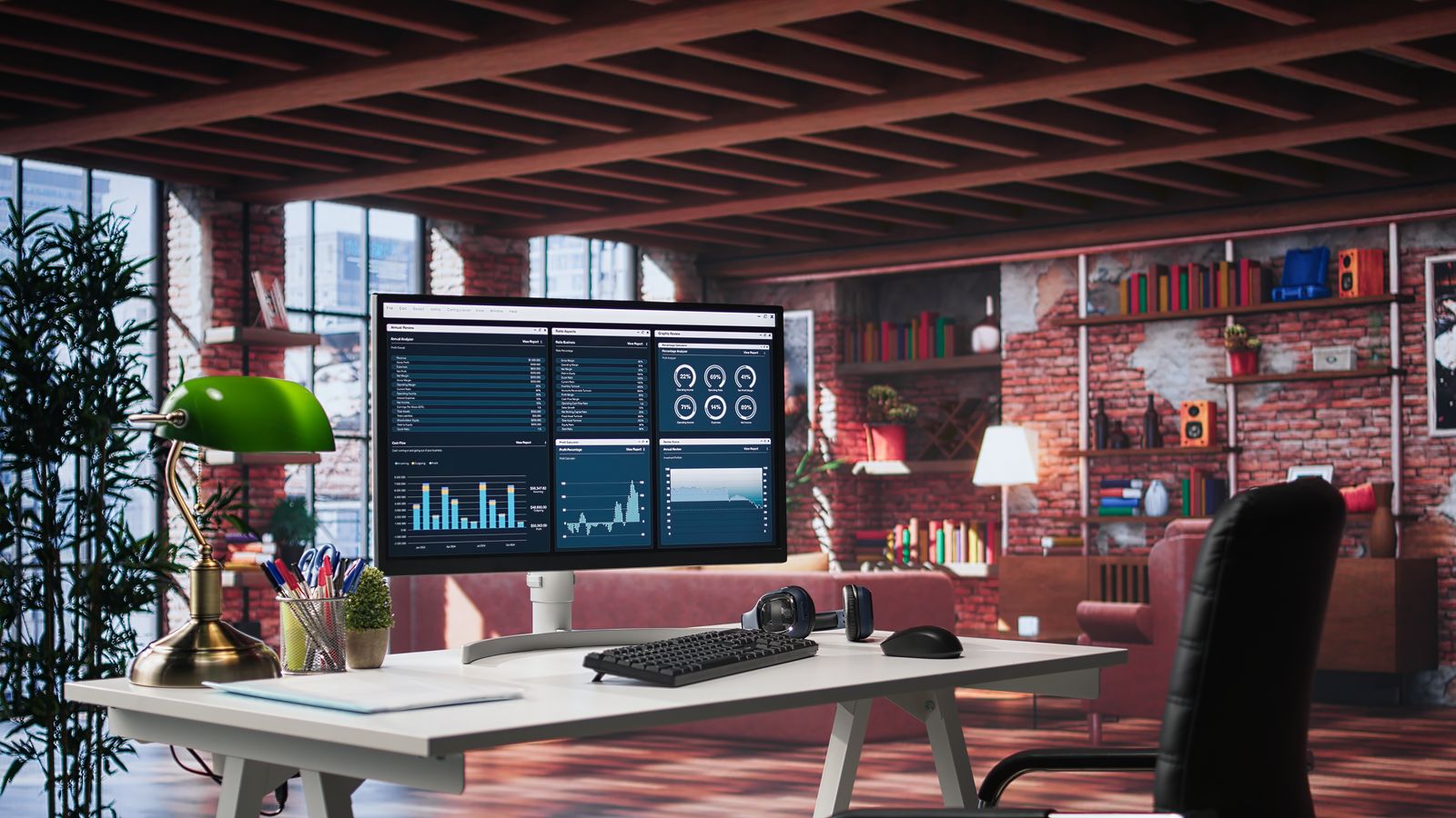 A monitor displaying a code editor with diagram source code on the left and rendered architecture diagram on the right